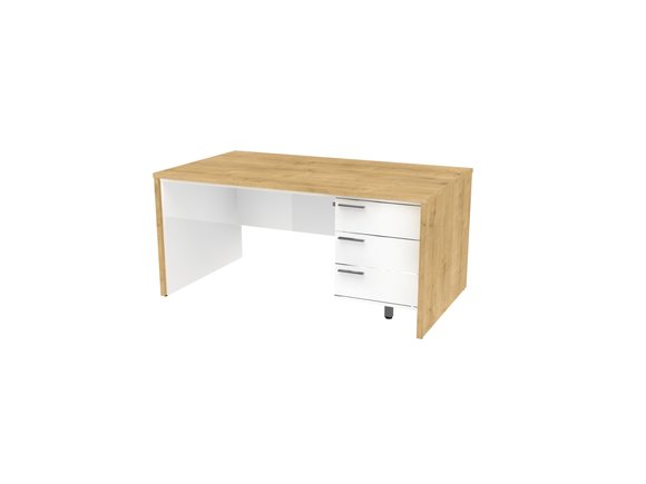 Яппи White П34КП Стол письменный с тумбой 1600х900х740